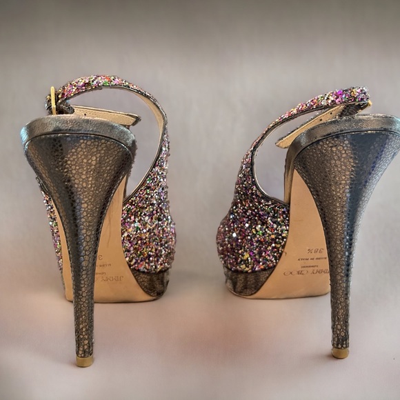 Jimmy Choo Peep Toe, Strap Heel Sz. 38.5, Runs Small - Picture 3 of 6